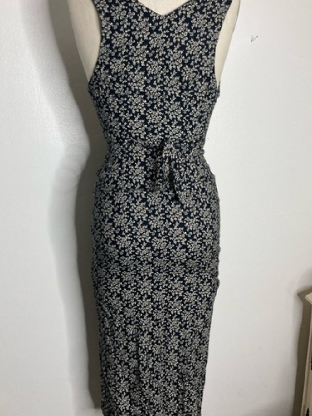 Vintage 90s Grunge Black Floral Button-Front Women’s Dress - Picture 4 of 4